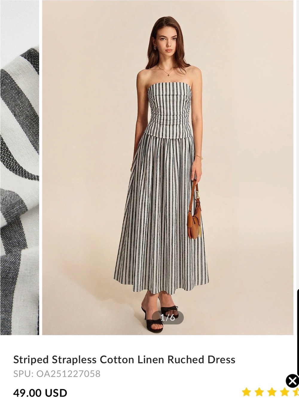 NWT! Commense Black and Cream Striped Linen Top